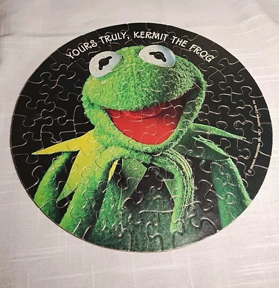Complete ! Kermit the Frog Over 60 Piece Puzzle Mini 7 Inch Round PZL7173 USA - Image 2 of 4