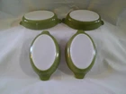 Vtg PYREX #700 set 4 Verde Green PIXIE Au Gratin Oval Casserole Dishes PRISTINE