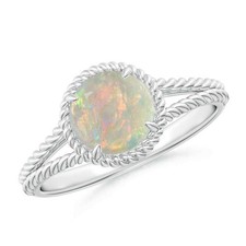 925 Silver Opal Gemstone Birthday Solitaire October Sister New Ring Jewelry