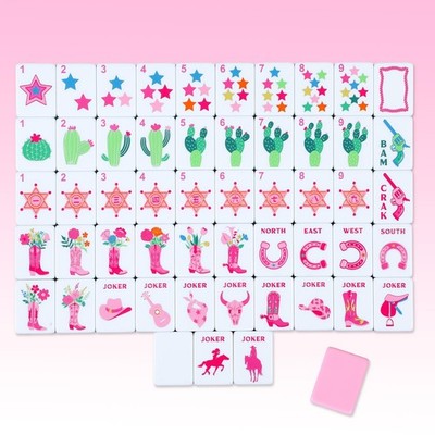 Arrowbash 160 Pcs Pink Cowgirl American Mahjong Set, 1.2 x 0.87 Inches Wester...