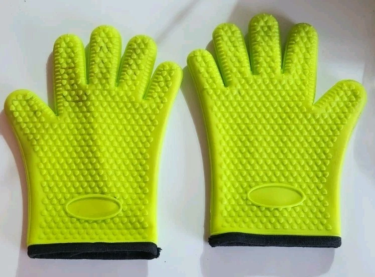 Guantes de Silicona Resistentes al Calor (Barbacoa Asar Amarillo Hornear Cocina Pesca) Foto 4 de 4