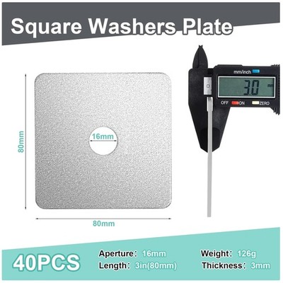 40 Pcs Galvanized Square Plate Set, Heavy Duty Steel Gasket