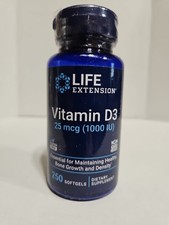 Life Extension Vitamin D3 25 mcg 1000 IU , Immune 250 Count