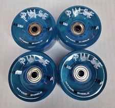 4 Atom Pulse Skate Wheels 65mm 78A With ABEC 7 Bearings Outdoor Trans Blue New