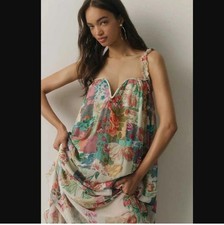 New (w flaw) women's XS By Anthropologie chiffon shift midi dress