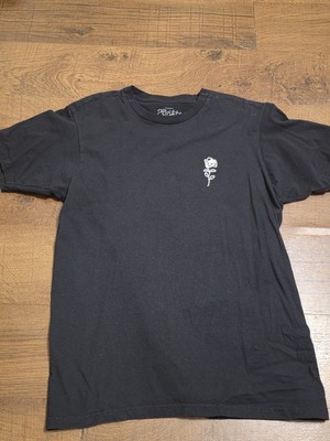 Eighty Eight Brand Mens T-Shirt Rose Embroidered Graphic Black Casual Mens M