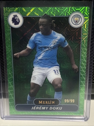 Jeremy Doku Topps Premier League Merlin Green Parallel 99/99 BOOKEND