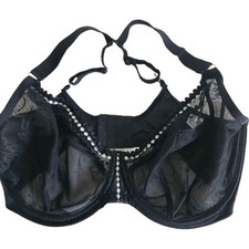 Elomi Matilda Underwire Plunge Bra Black Sheer Mesh EL8900 BLK US 36J