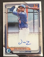 Julio Zayas 1st Auto Prospect Rookie 2024 Bowman Chrome Card #CPA-JZ Mets