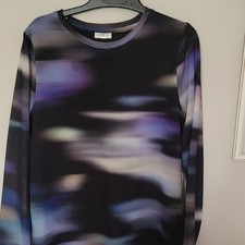 F&F Shift Dress Abstract Mesh Long Sleeve Round Neck Knee Length UK 9-10Y
