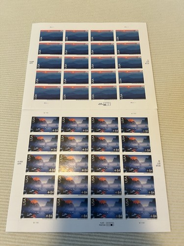 2005 84 Cent Yosemite Luftpost, 75 Cent Great Smokey Mountains full 2 Sheet of 20