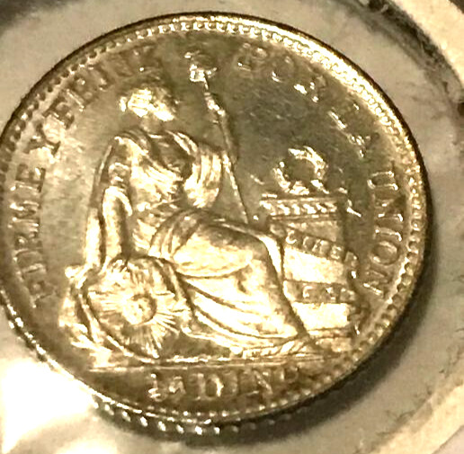 elf Peru 1/2 Dinero 1908 GF  Libertad Seated Silver