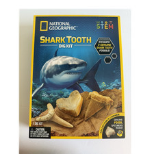 National Geographic STEM Shark Tooth Dig Kit Excavate 3 Genuine Tooth Fossils
