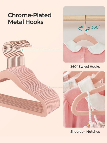 50 - Pack Baby Velvet Hangers - Rose Gold Hooks, Non - Slip for Nursery - Picture 14 of 16
