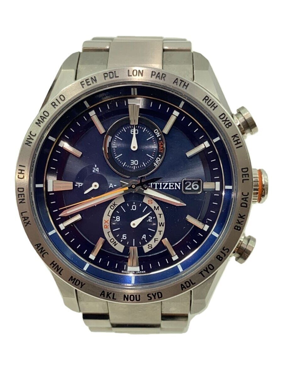 CITIZEN Eco-Drive Stainless Steel Navy Silver Analog Watch H800 T025862