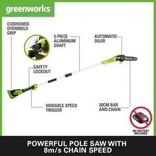 Greenworks Powerful 40volt CORDLESS Pole Saw G40PSF Tool Only RRP £130 : BARGAIN