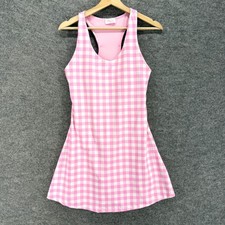 Pink Lily Activewear Dress Women 16 Pink Plaid Build In Shorts Sheath Midi Lined