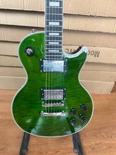 Custom LP Electric Guitar -Jade Green Flame Maple Top Mahogany body