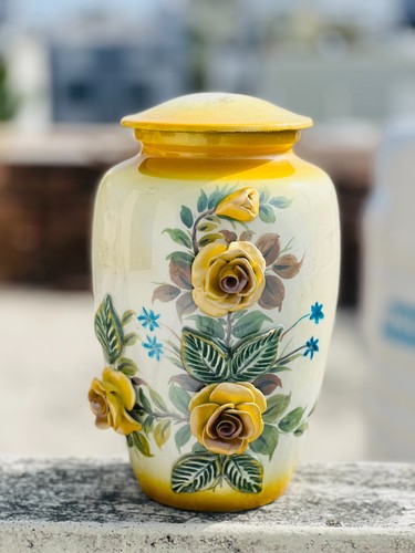 yellow -Blue Flying Eagle Adult Cremation Urn for Human Ashes - Picture 7 of 8