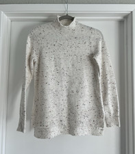 LOFT Women  s Petites XSP Ivory Speckled Mock Neck Ribbed Knit Pullover