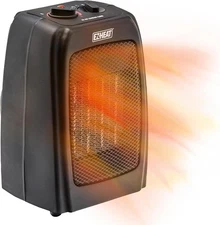 EZ-HEAT Electric Ceramic Portable Space Heater with Thermostat and Fan, Black 