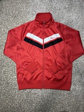 Nike Track Style Full Zip Jacket Size Large In Red With Black And White Accents
