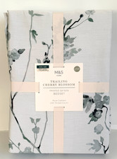 Marks & Spencer King Size Cotton Sateen Bedding Set Cherry Blossom Green Mix New