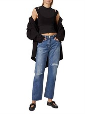 Moussy Gulfport Wide Straight Leg Jeans Blue