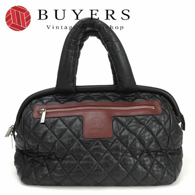 Used CHANEL Tote Bag Boston Coco Cocoon No. 13 Black Bordeaux Leather Quilted Li