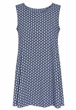 Tommy Hilfiger Sleeveless Midi Dress Size 14 Blue White Paisley Stretch A-line