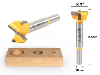 1-1/8'' Diameter Carbide Forstner Drill Bit - 10mm Shank - Yonico 43032C