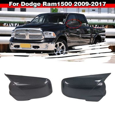 Pair Carbon Look Side Mirror Covers Caps Trim Add on For Dodge Ram1500 2009-2017