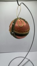 Vintage Handmade Christmas Tree Ornament Pink Green Velvet Pin Pearls