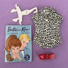 Vintage Barbie Doll PAK Black & White Shirt / Blouse w Red Belt & Booklet