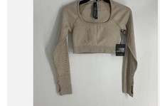 Savage X Fenty Beige Activewear Set Top Medium  Leggings Small Nylon Blend