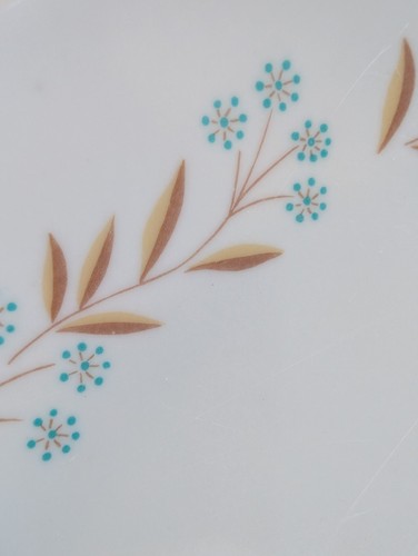 Set of 6 Vintage 9.75" Texas Ware Melmac Melamine Turquoise Floral Dinner Plates - Picture 4 of 13