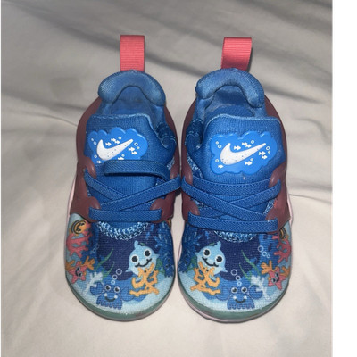 Nike Presto Kids Cartoon Underwater Sneakers Blue Pink Multicolor Fabric Low Top