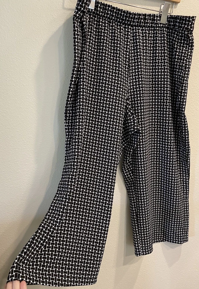 Alfani XL Cuadros Mezcla Poliéster Culotte Gauchos Cintura Elástica Piernas Anchas Foto 3 de 4
