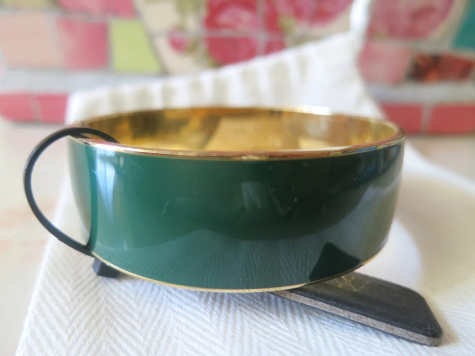 Новый с Ярлыками J. Crew изумруд зеленый и золотой эмалированный широкий браслет браслет с мешок для пыли и коробка! - Изображение 3 из 4