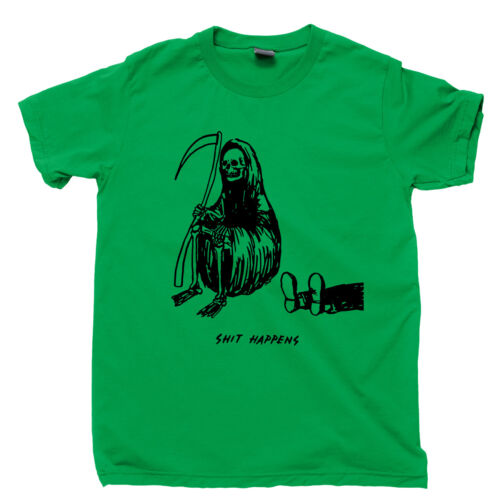 Grim Reaper T Shirt Sh!t Happens Death Life Sucks You Die Funny Humorous Tee - Picture 16 of 16