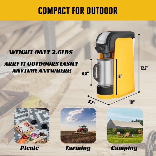 Single Serve Coffee Maker Compatible with Dewalt 20V Max Battery, One-Button ... - Picture 3 of 7