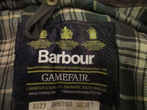Vintage Barbour Gamefair Waxed Jacket Mens C44in 112cm Brown 90s A123 - Picture 9 of 15