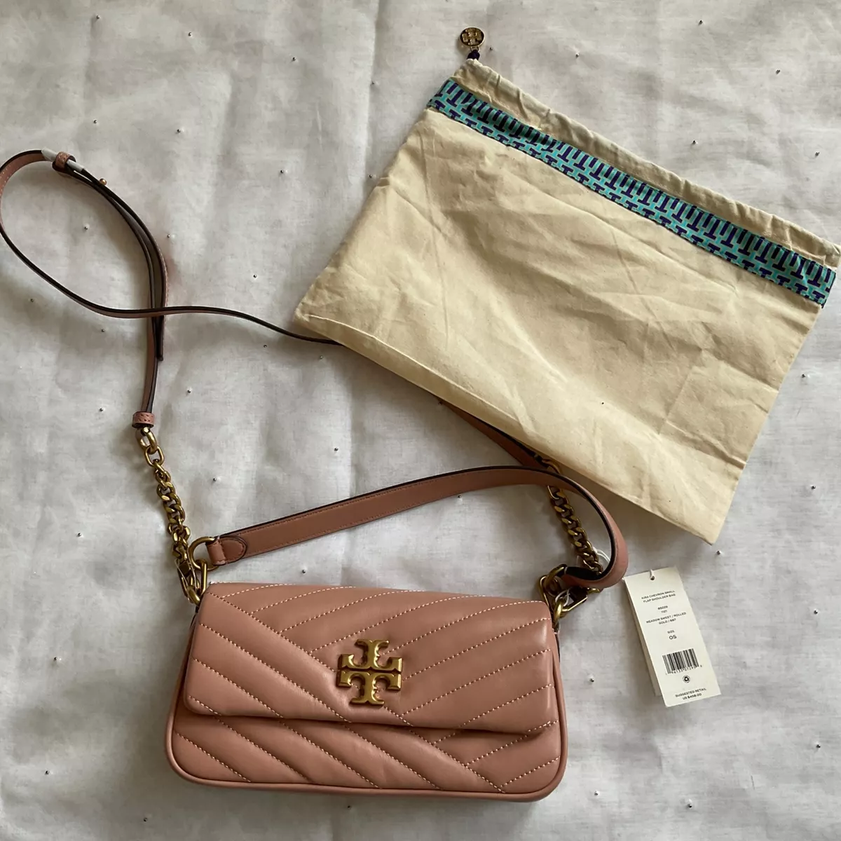 NWT Tory Burch KIRA CHEVRON SMALL FLAP SHOULDER BAG DUST PINK