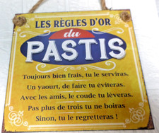 PLAQUE METAL 20X20  APEROS  LES REGLES DU PASTIS  DECO NEUF