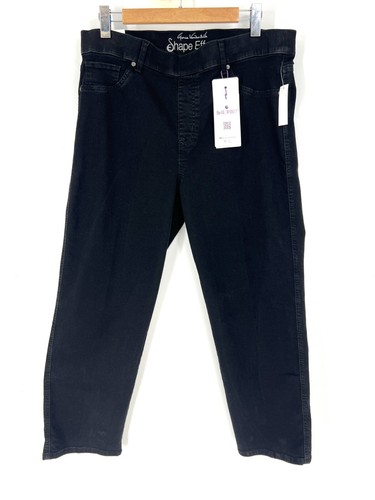 Gloria Vanderbilt Shape Effekt Pull On Straight Jeans Plus Size 18W Black Rinse