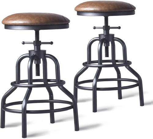 Versatile Counter Height Swivel Stools with Metal Frame - 20.47-26.77 Inch - Picture 3 of 10