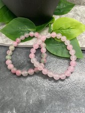 2 PC Handmade Glass Bead Stackable 6.5  Plus Stretch Bracelet Set New A2111