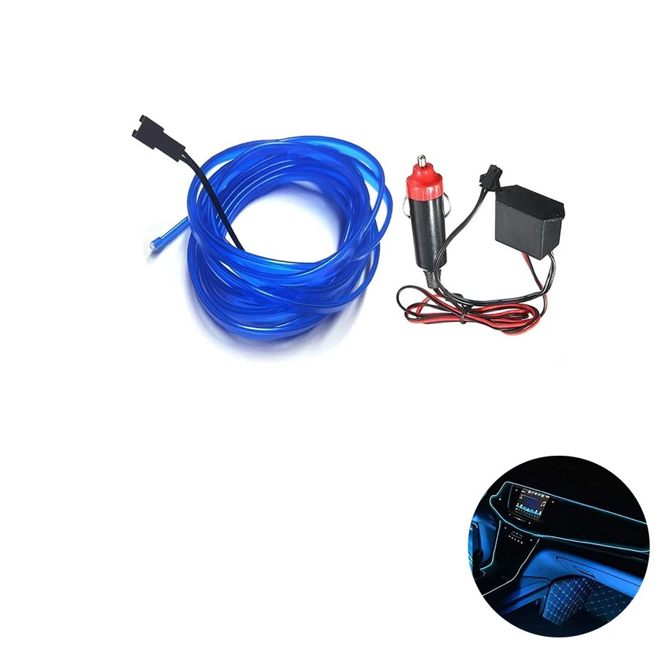 Tira De Luz Interior Para Auto De Fibra Óptica 12V Decoración Cable 5MT AZUL 38 - Imagen 2 de 2