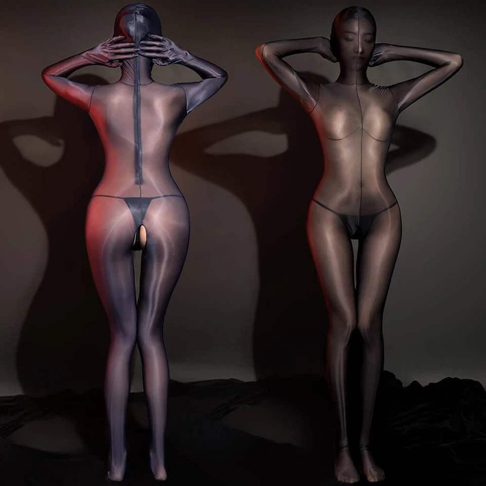 Sexy Transparente Brillante Cubierta Completa Bodystocking Catsuit Zentai Body Mono Foto 2 de 4
