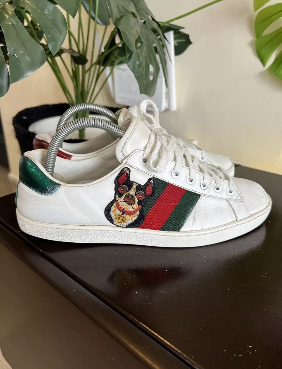 Gucci White Leather 'Year Of The Dog' Ace Sneakers Sz US 5.5 || UK